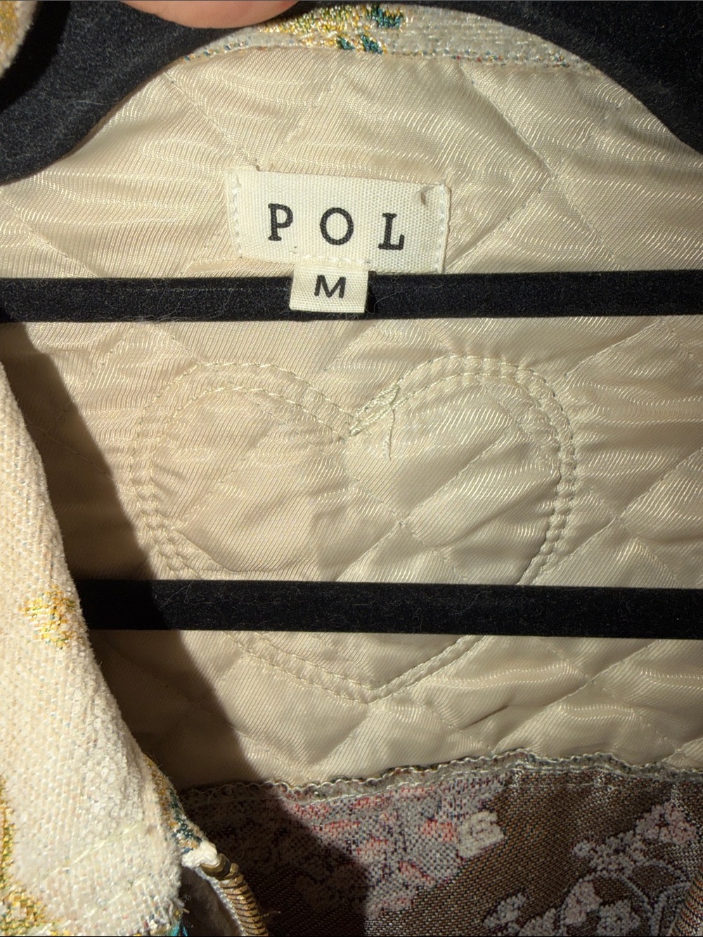 Floral Patchwork Zip-Front Women's Jacket - Cream & Blue - Picture 2 of 11